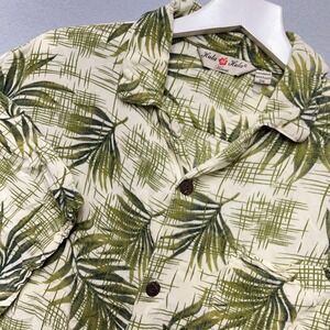 VTG Hula Hula Hawaii Rayon Aloha Shirt Men 2XL Boxy Fit 27x27 Green Palm Campage